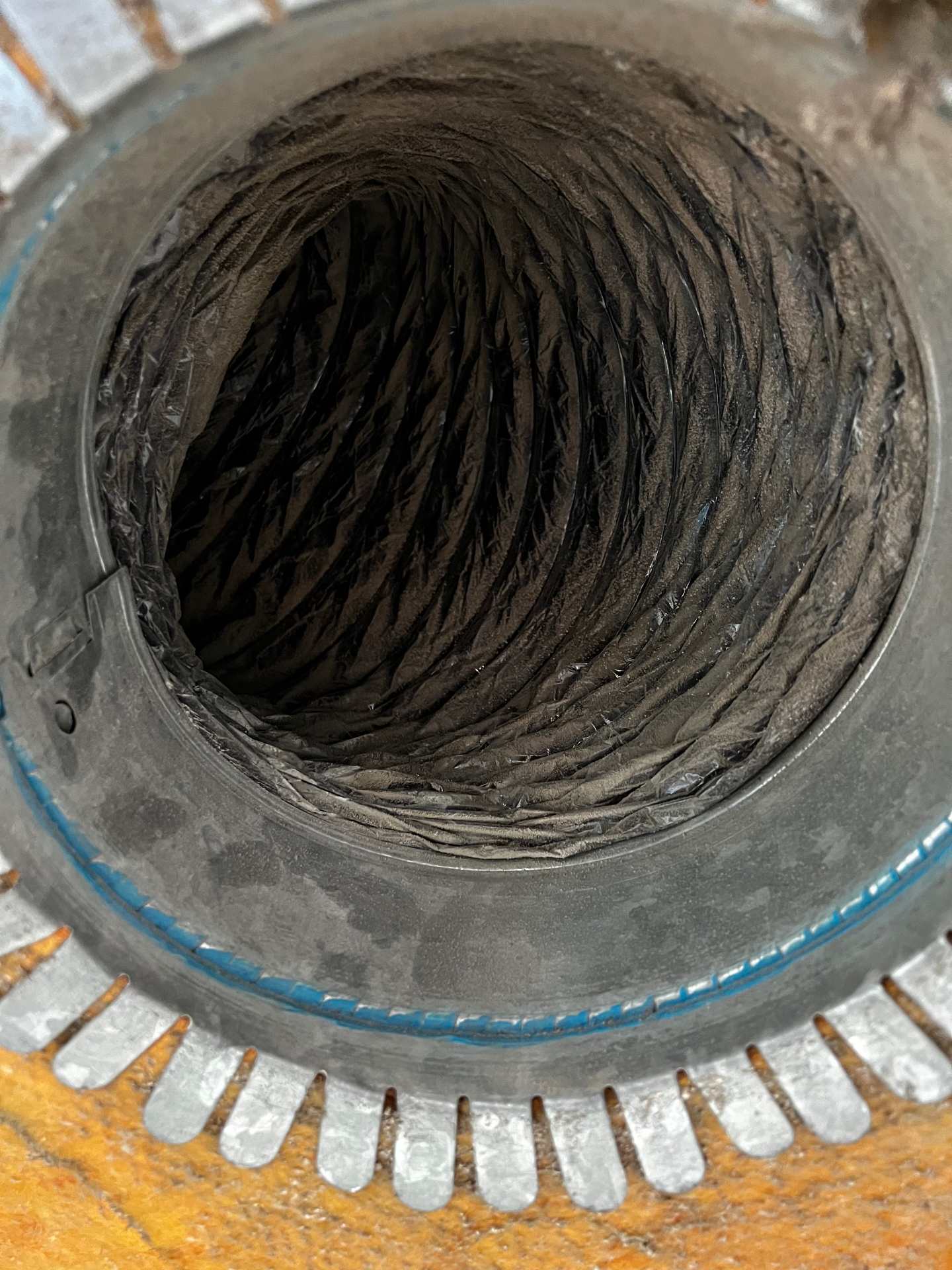 Freshly cleaned flex duct — clear airflow restored