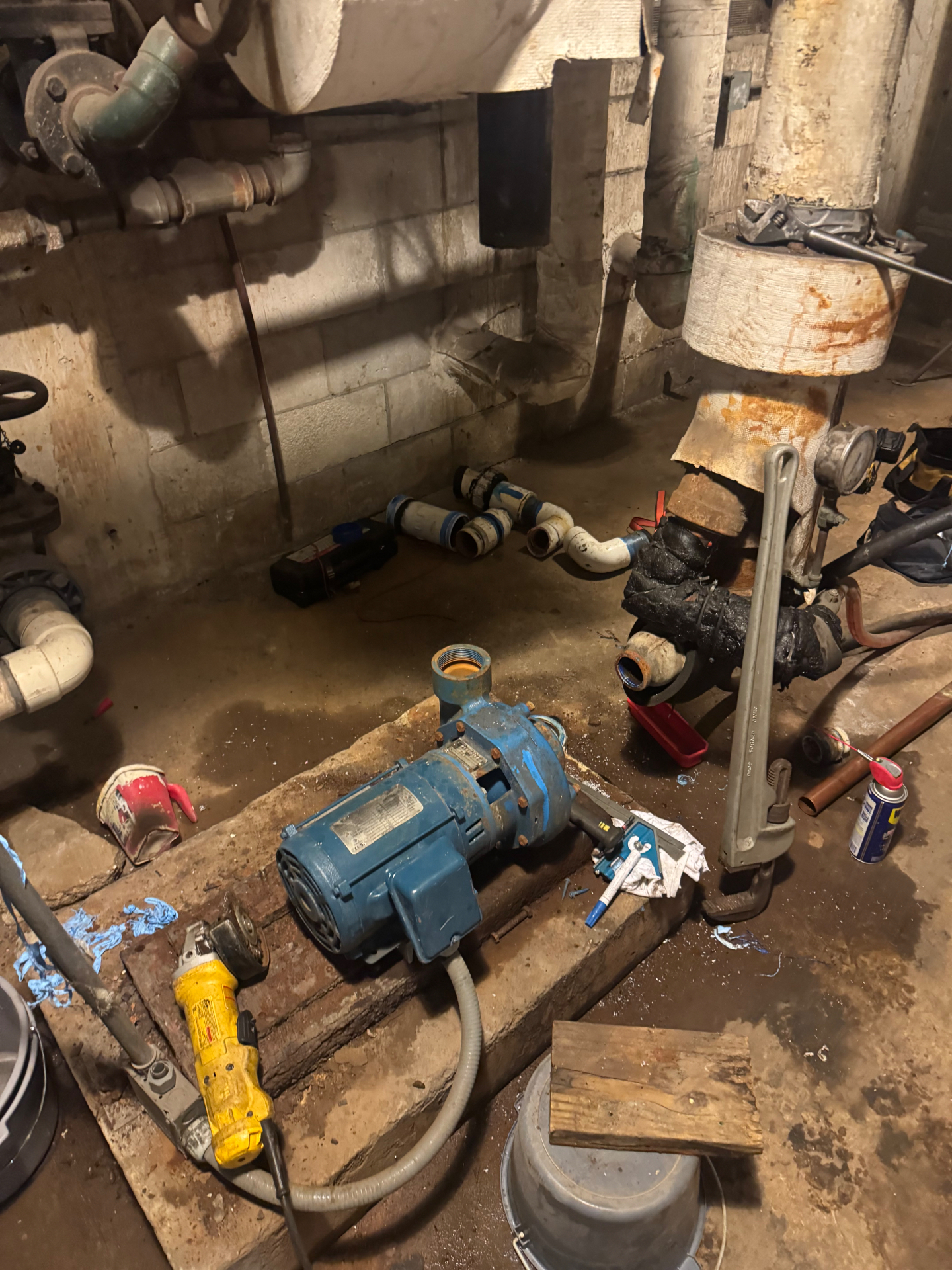 Circulator pump replacement in mechanical room